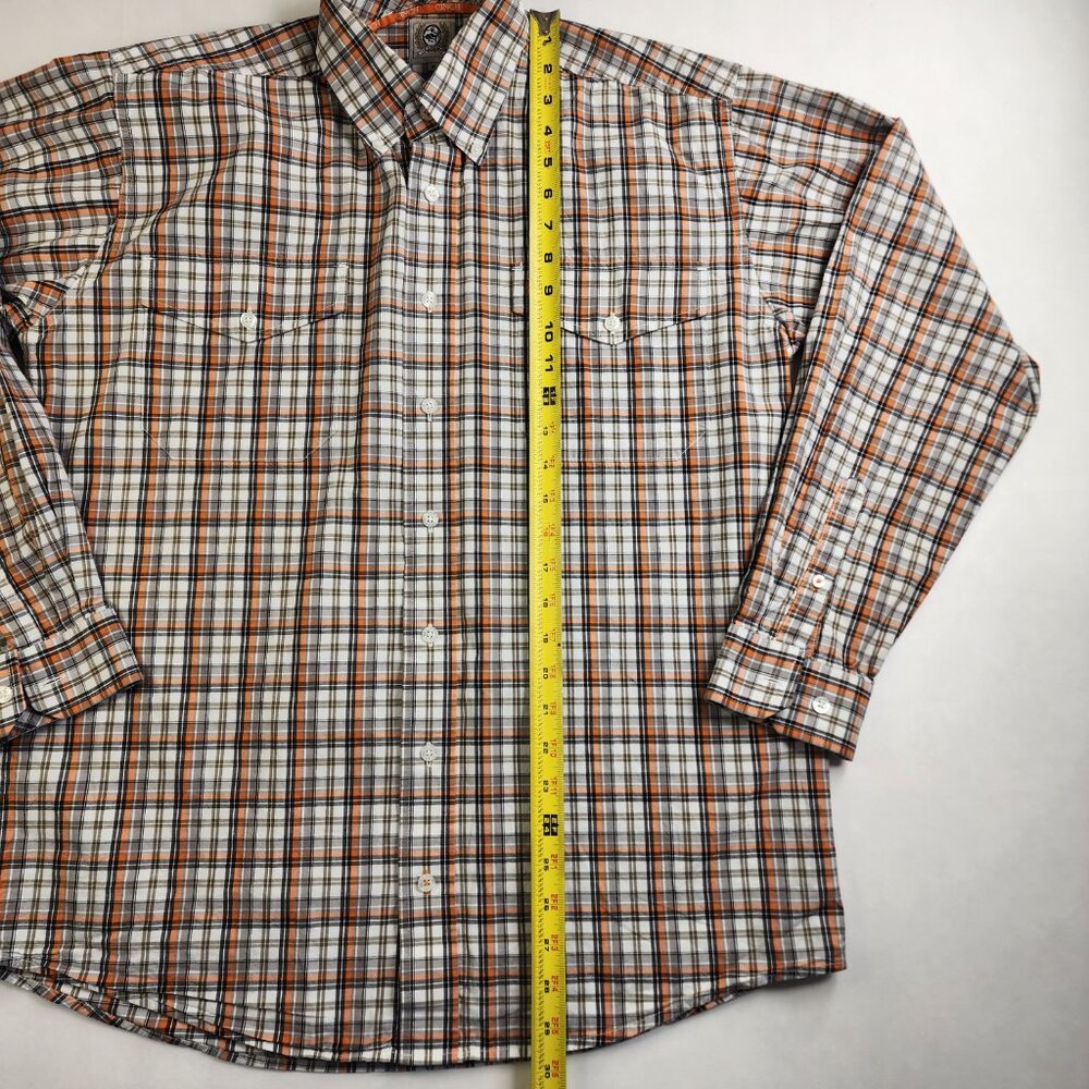 Cinch Shirt Mens S Small Orange GrayPlaid Button Down Long Sleeve Western Cotton - Picture 6 of 8